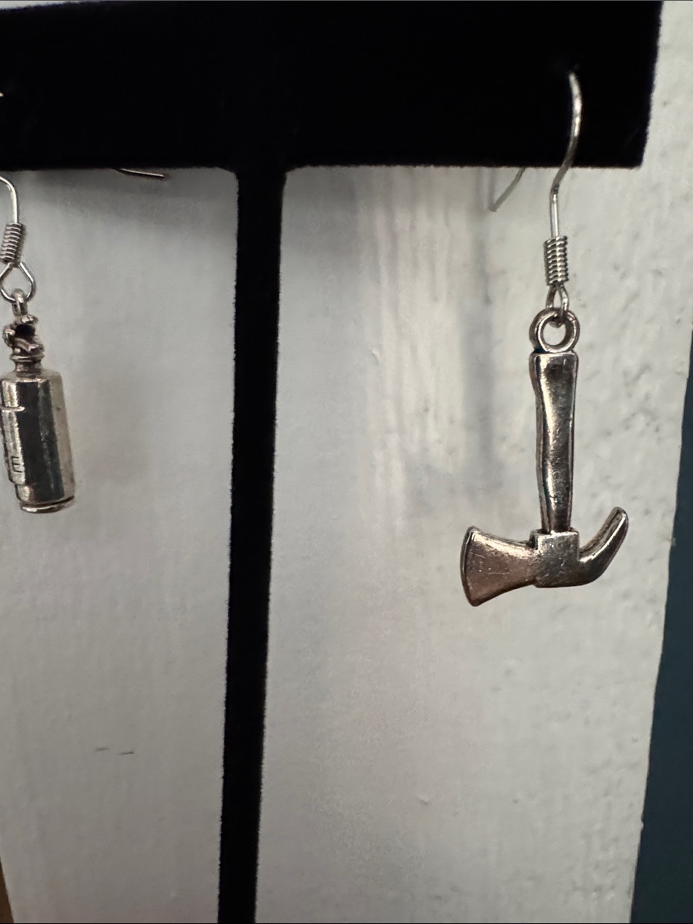 Hammer Shaped Silver-Tone Dangle Earrings
